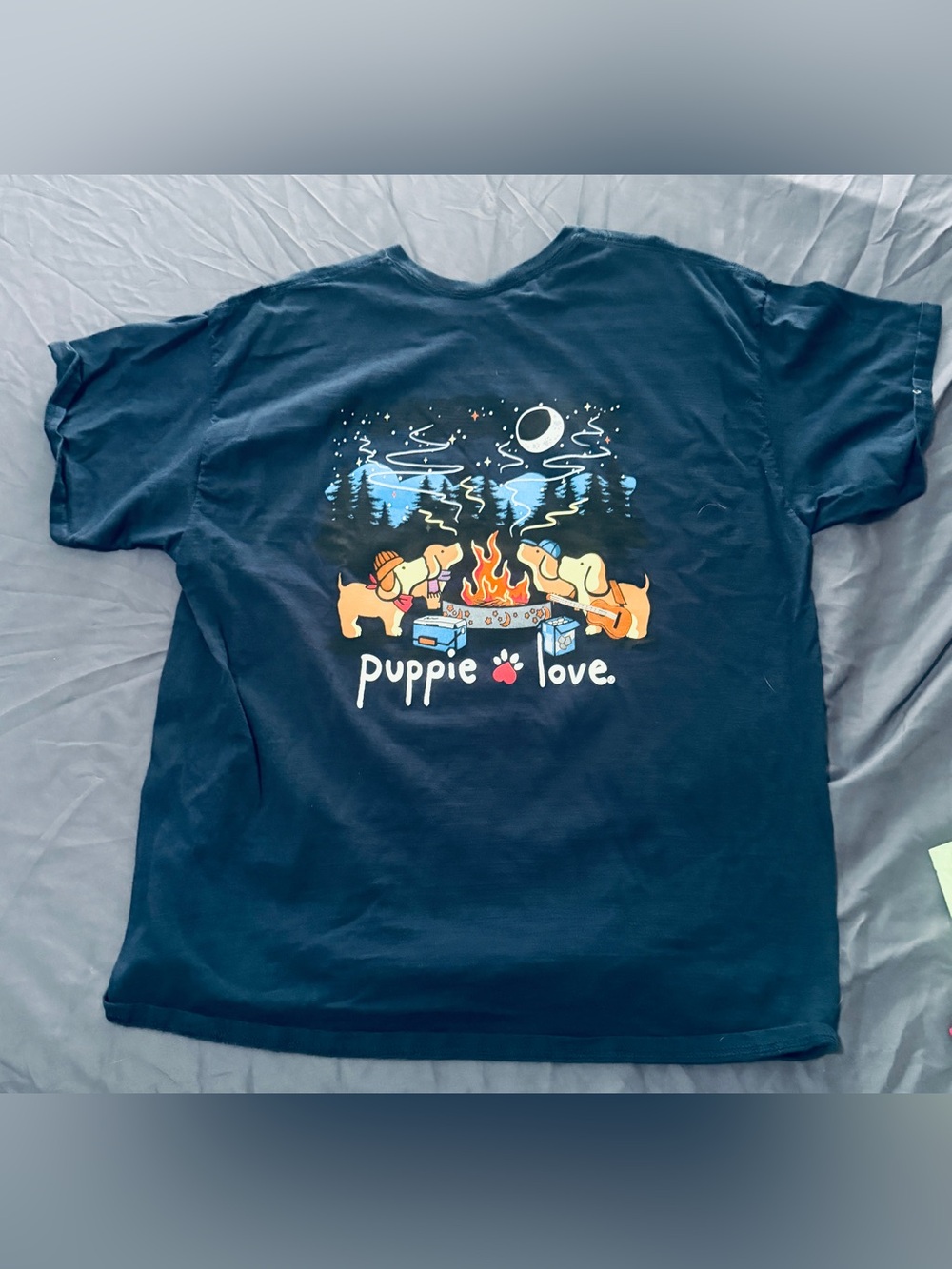 Puppie Love Navy Dog Campfire Graphic Tee
